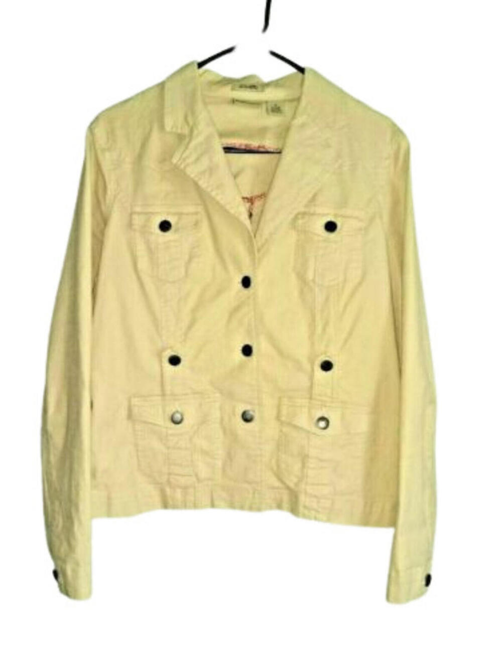 Ruff Hewn Blazer Women's Size Medium Button Front Linen Blend Tan